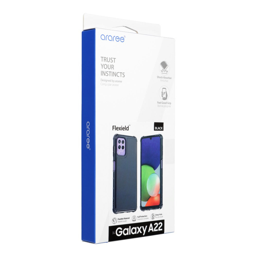 Противоударен Силиконов Калъф за Samsung A22 4G, Araree Flexield Case, Черен