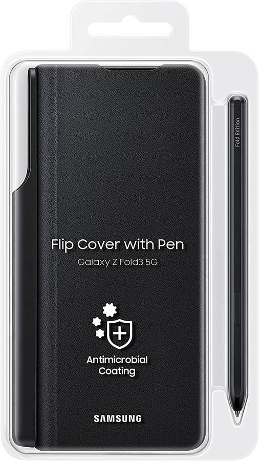 Оригинален Калъф с Писалка за Samsung Z Fold 3, Flip Cover with Pen Book Case EF-FF92PCBE, Черен (9)