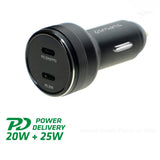Бързо Зарядно за Кола с Два USB-C Изхода, 4Smarts 12v PD 45W, Черен