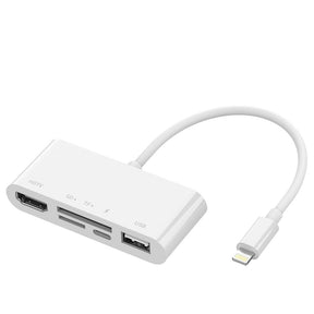 Адаптер за iPhone и iPad, 4Smarts 5in1 Hub Lightning to USB/SD/HDMI, Бял