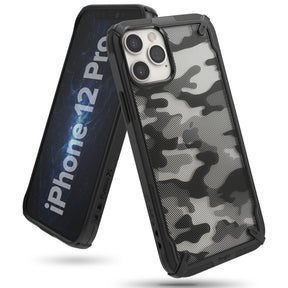 Противоударен Хибриден Калъф за iPhone 12 Pro Max, Ringke Fusion X Camouflage Case, Черен