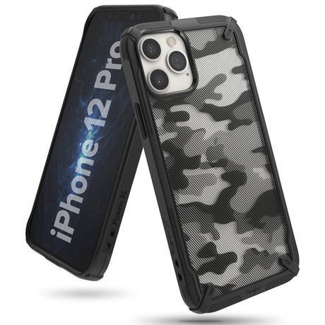 Противоударен Хибриден Калъф за iPhone 12/Pro, Ringke Fusion X Camouflage Case, Черен (4)