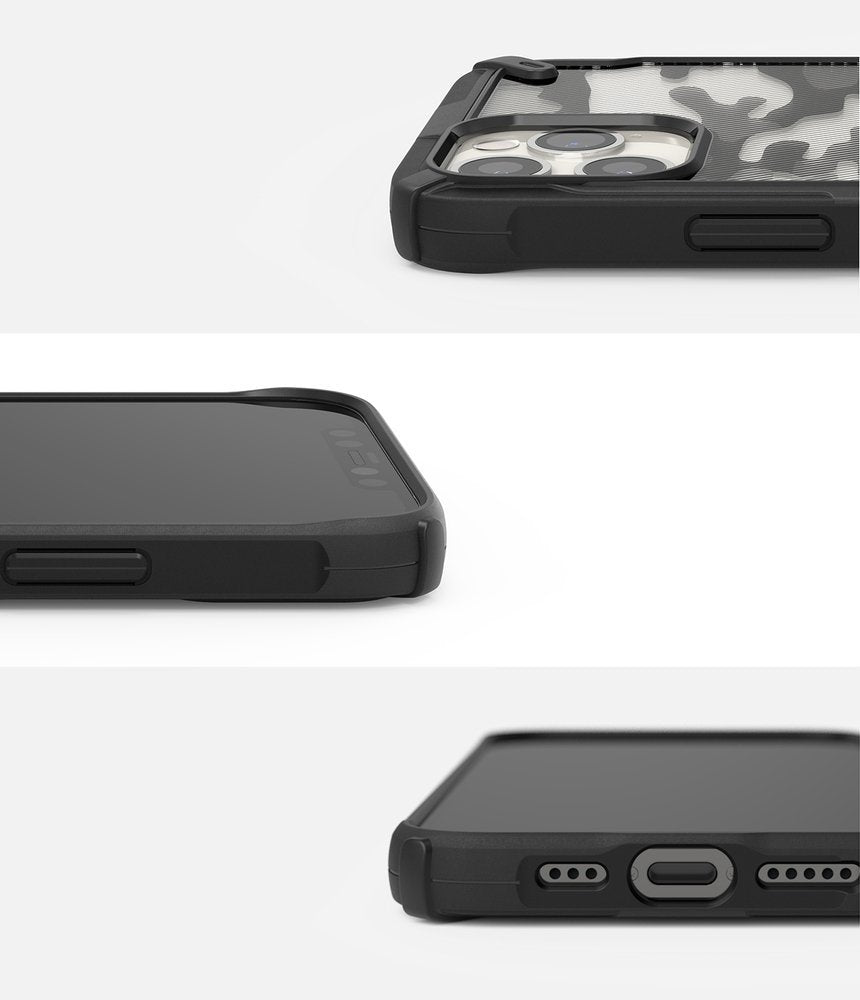 Противоударен Хибриден Калъф за iPhone 12/Pro, Ringke Fusion X Camouflage Case, Черен (5)