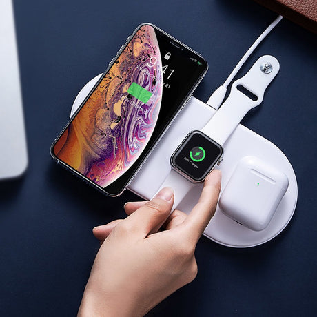 Комбинирано Безжично Зарядно за Apple Watch, iPhone и Airpods, Baseus 3in1 18W, Черен (3)