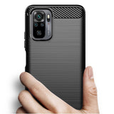 Противоударен Силиконов Калъф за Xiaomi Redmi Note 10/10S, Forcell Carbon Case, Черен (2)