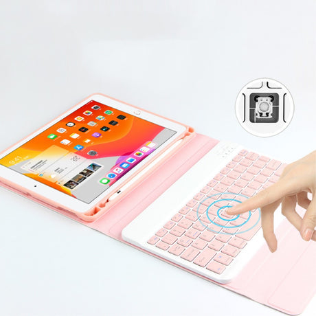 Калъф с Клавиатура за iPad 9/ 8/ 7 10.2", Bluetooth Keyboard Case, Розов (5)