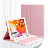 Калъф с Клавиатура за iPad 9/ 8/ 7 10.2", Bluetooth Keyboard Case, Розов