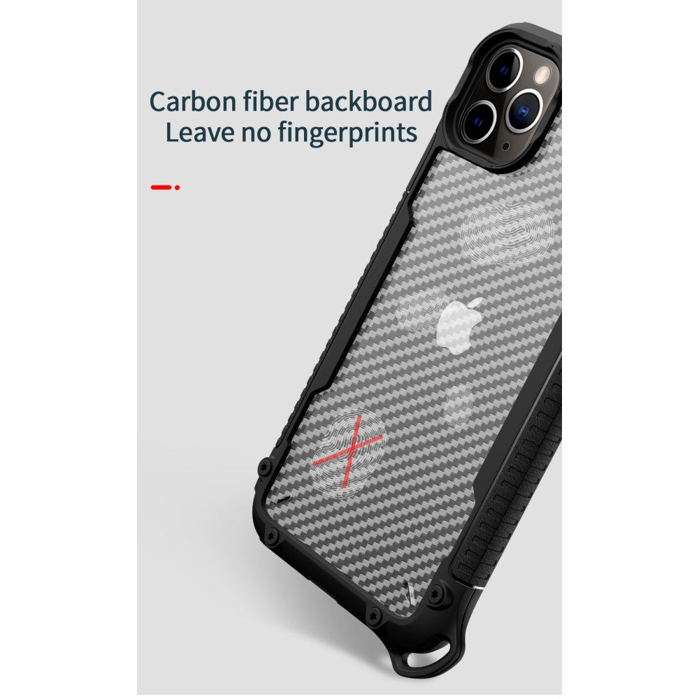 Противоударен Карбонов Калъф за iPhone 12/Pro, Fiber Armor Case, Черен (6)