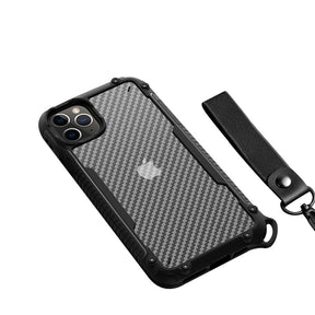 Противоударен Карбонов Калъф за iPhone 12/Pro, Fiber Armor Case, Черен