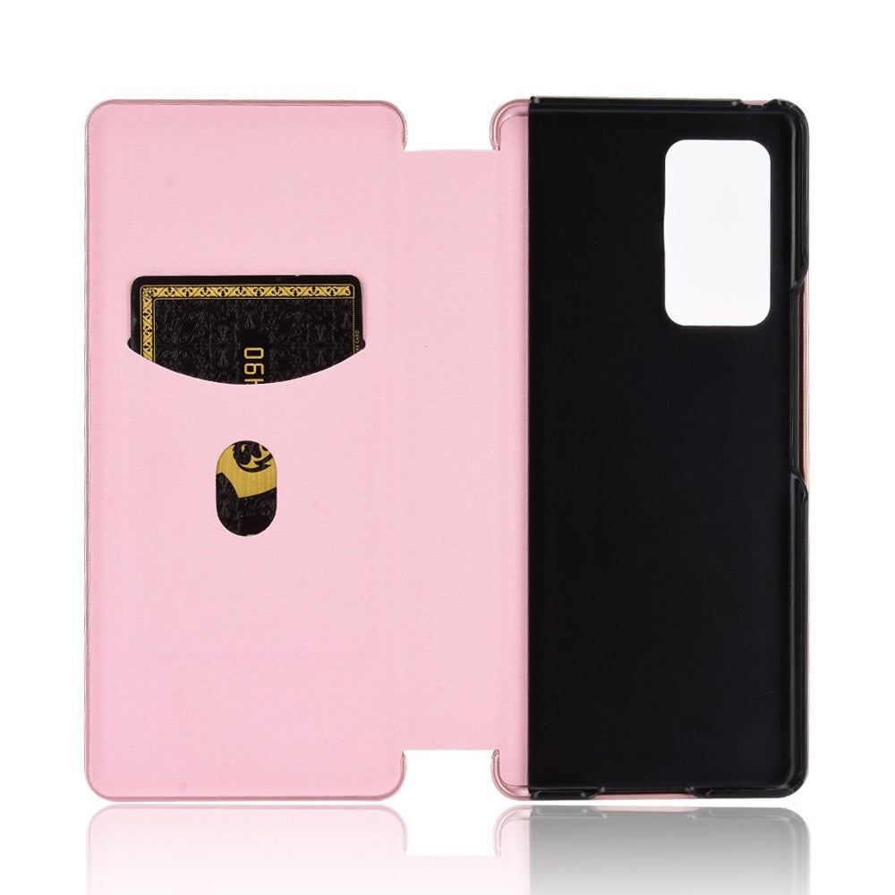 Кожен Калъф за Samsung Z Fold 2, Carbon Leather Case, Розов (3)