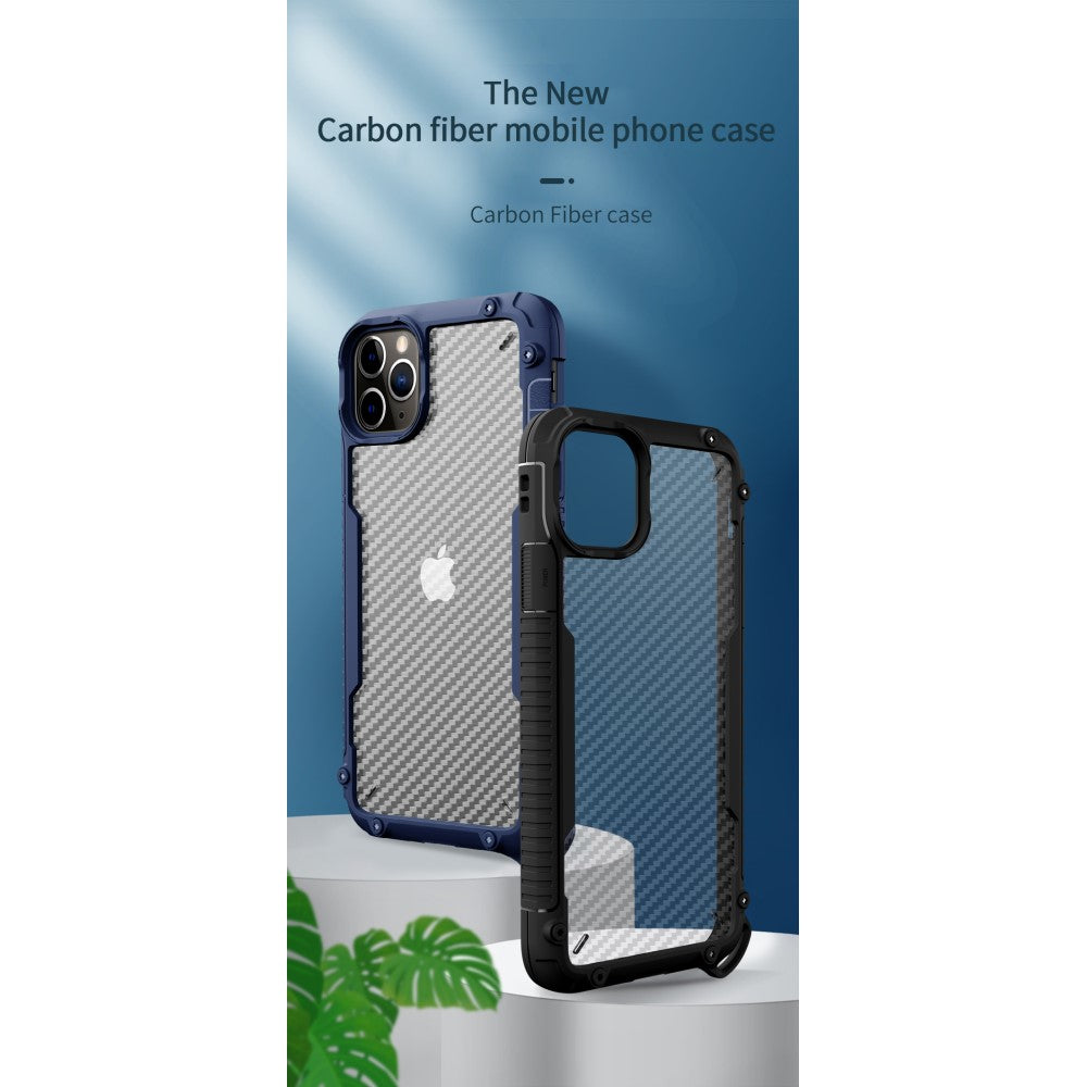 Противоударен Карбонов Калъф за iPhone 12/Pro, Fiber Armor Case, Черен (2)