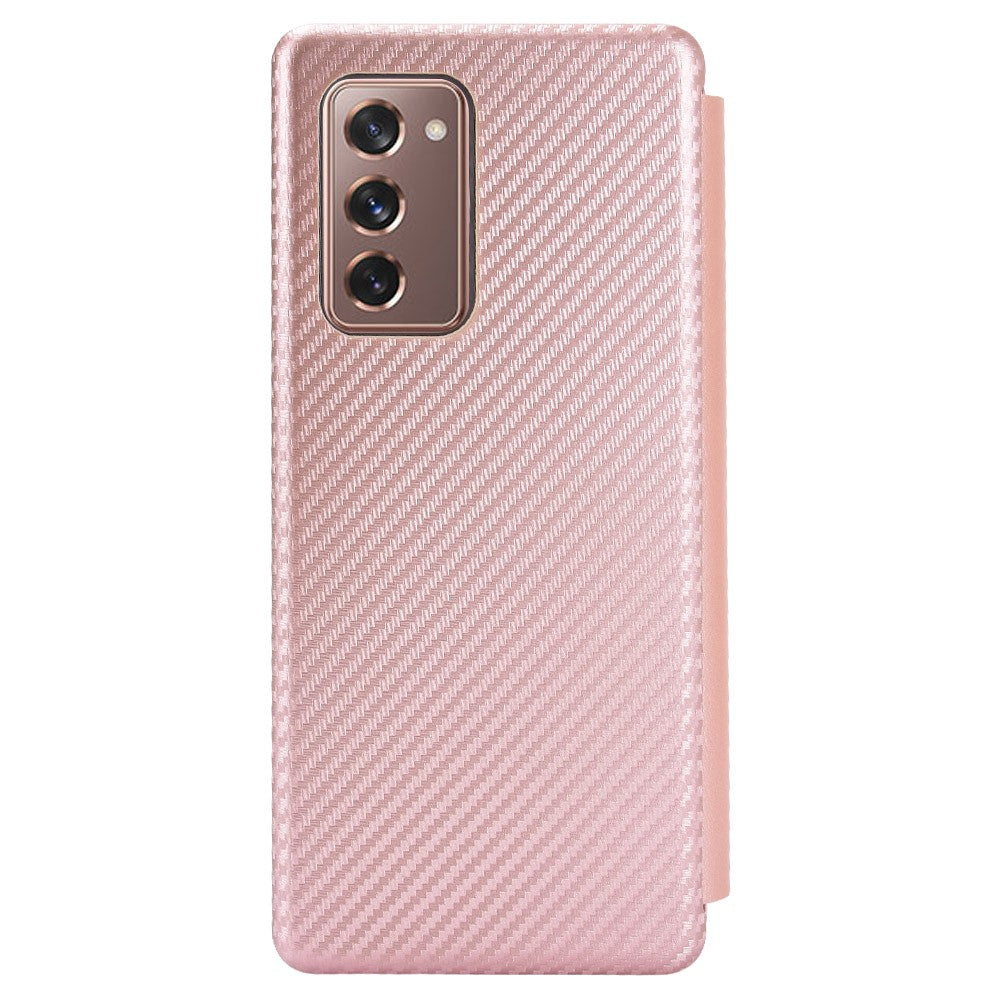 Кожен Калъф за Samsung Z Fold 2, Carbon Leather Case, Розов