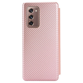 Кожен Калъф за Samsung Z Fold 2, Carbon Leather Case, Розов