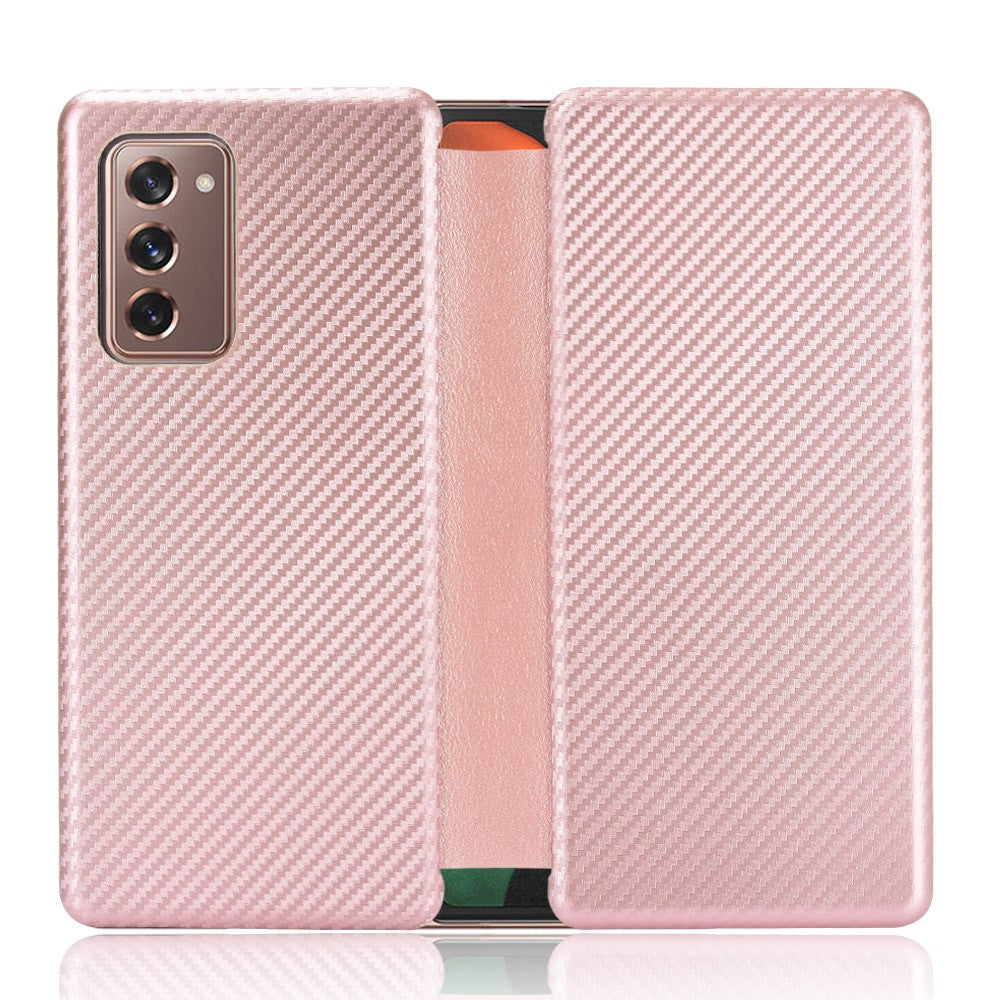 Кожен Калъф за Samsung Z Fold 2, Carbon Leather Case, Розов (2)