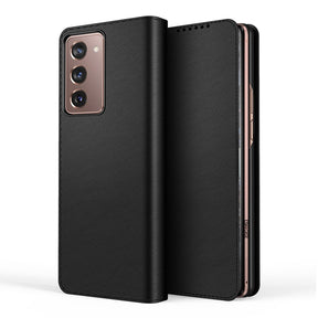 Кожен Калъф с Поставка 2в1 за Samsung Z Fold 2, GKK Split Leather Case, Черен