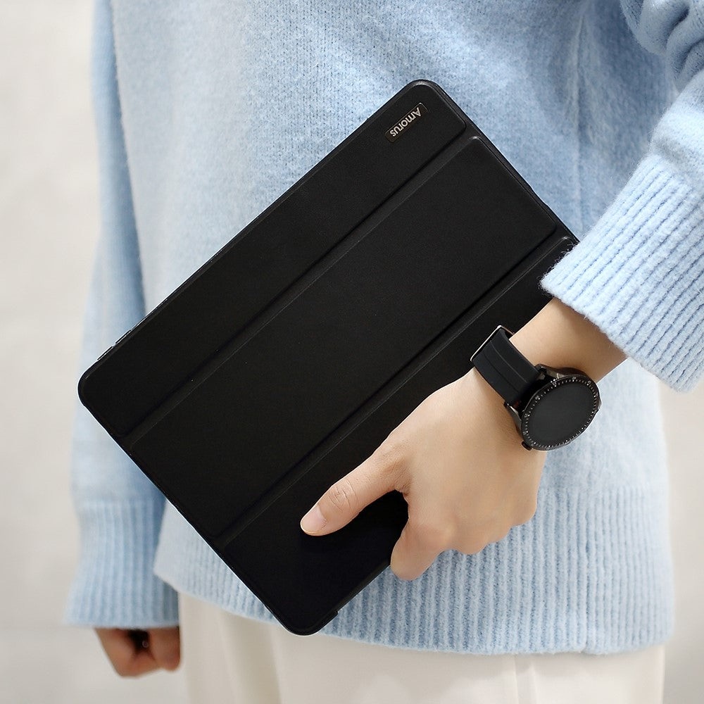 Калъф за Samsung Galaxy Tab A7 10.4", Tri-Fold Leather Case, Черен (3)