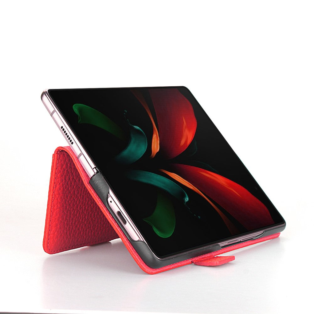 Кожен Калъф с Поставка за Samsung Z Fold 2, GKK Leather Case, Червен (2)