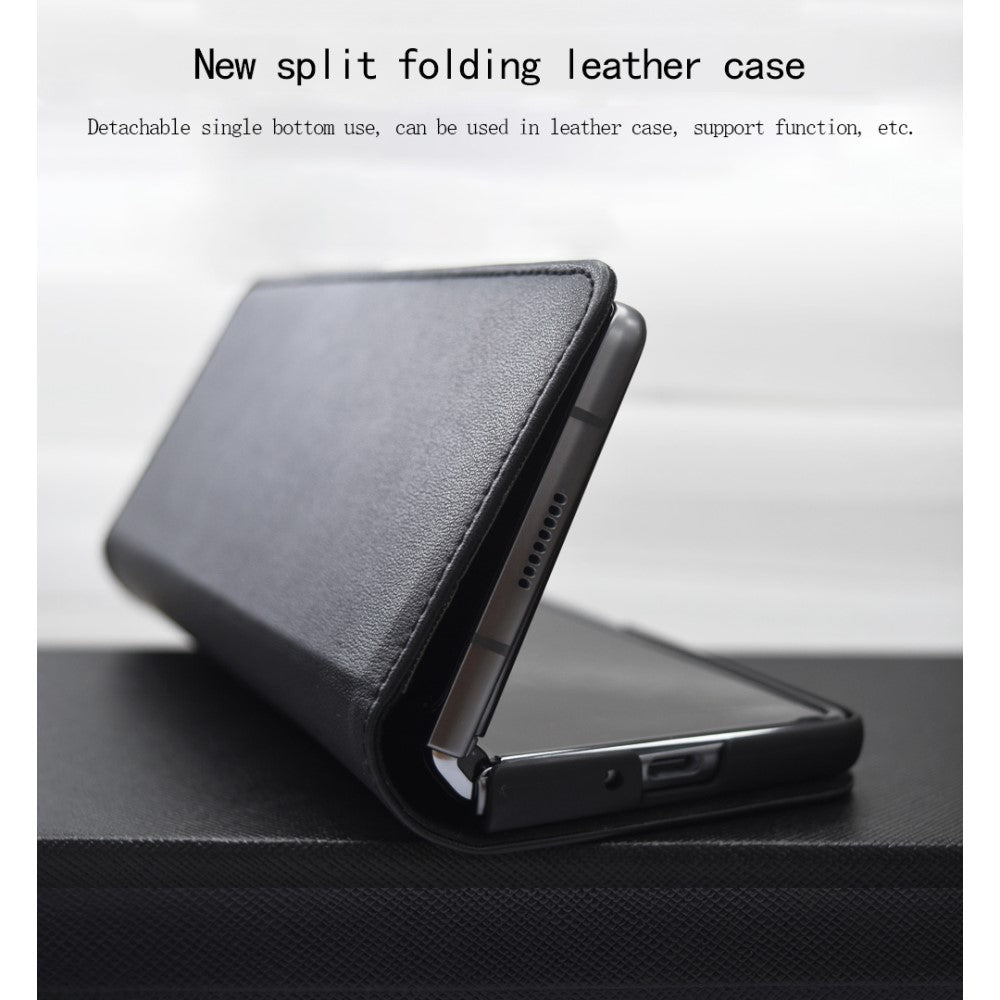 Кожен Калъф с Поставка 2в1 за Samsung Z Fold 2, GKK Split Leather Case, Черен (2)