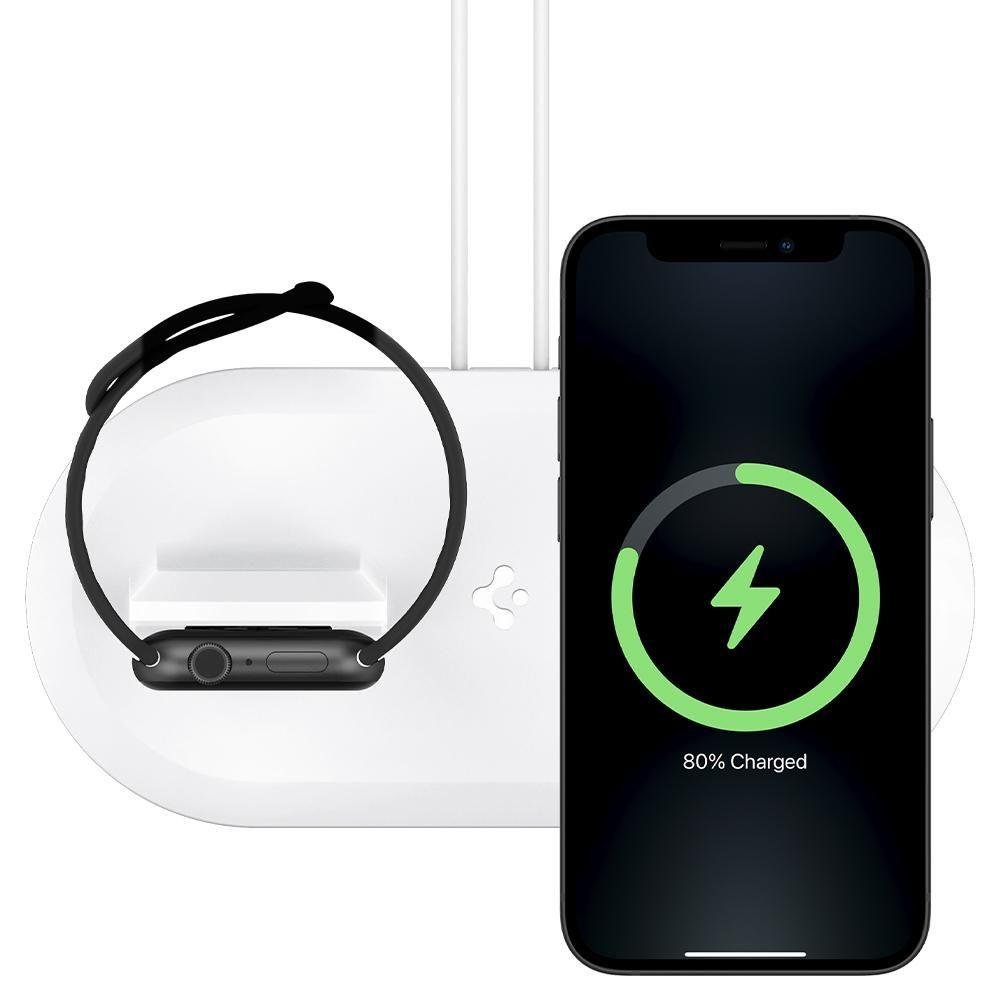 Поставка за Apple Magsafe и Wach Зарядни, Spigen Magfit Duo Stand, Бял (4)
