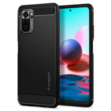 Противоударен Силиконов Калъф за Xiaomi Redmi Note 10/10S, Spigen Rugged Armor Case, Черен
