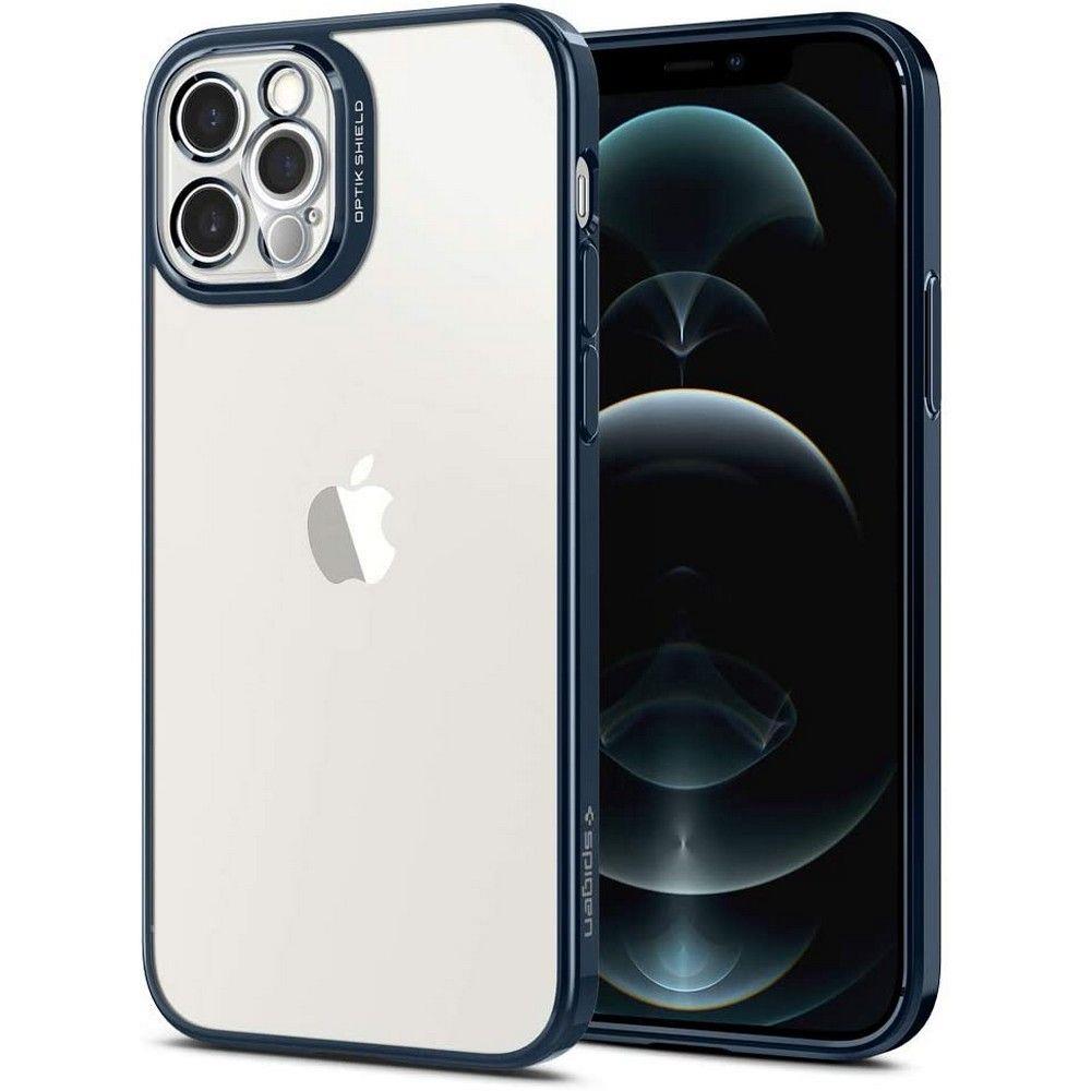 Противоударен Силиконов Калъф за iPhone 12/Pro, Spigen Optic Crystal Case, Син
