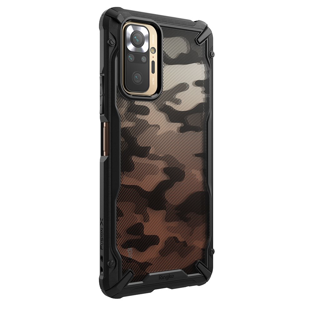 Противоударен Хибриден Калъф за Xiaomi Redmi Note 10 Pro/Max, Ringke Fusion X Camo Case, Черен (5)