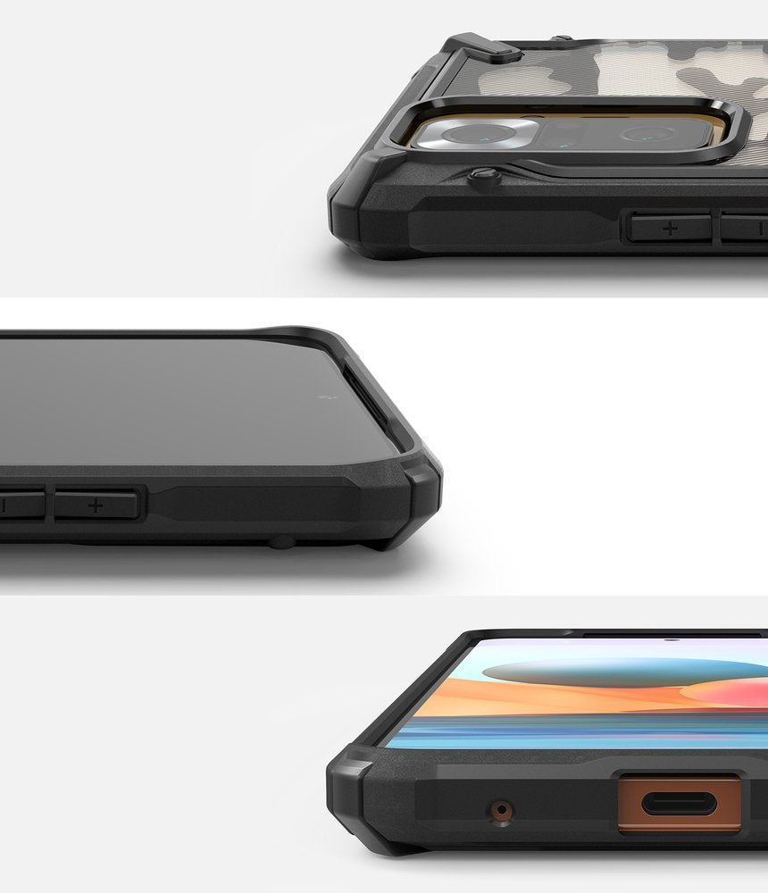 Противоударен Хибриден Калъф за Xiaomi Redmi Note 10 Pro/Max, Ringke Fusion X Camo Case, Черен (3)