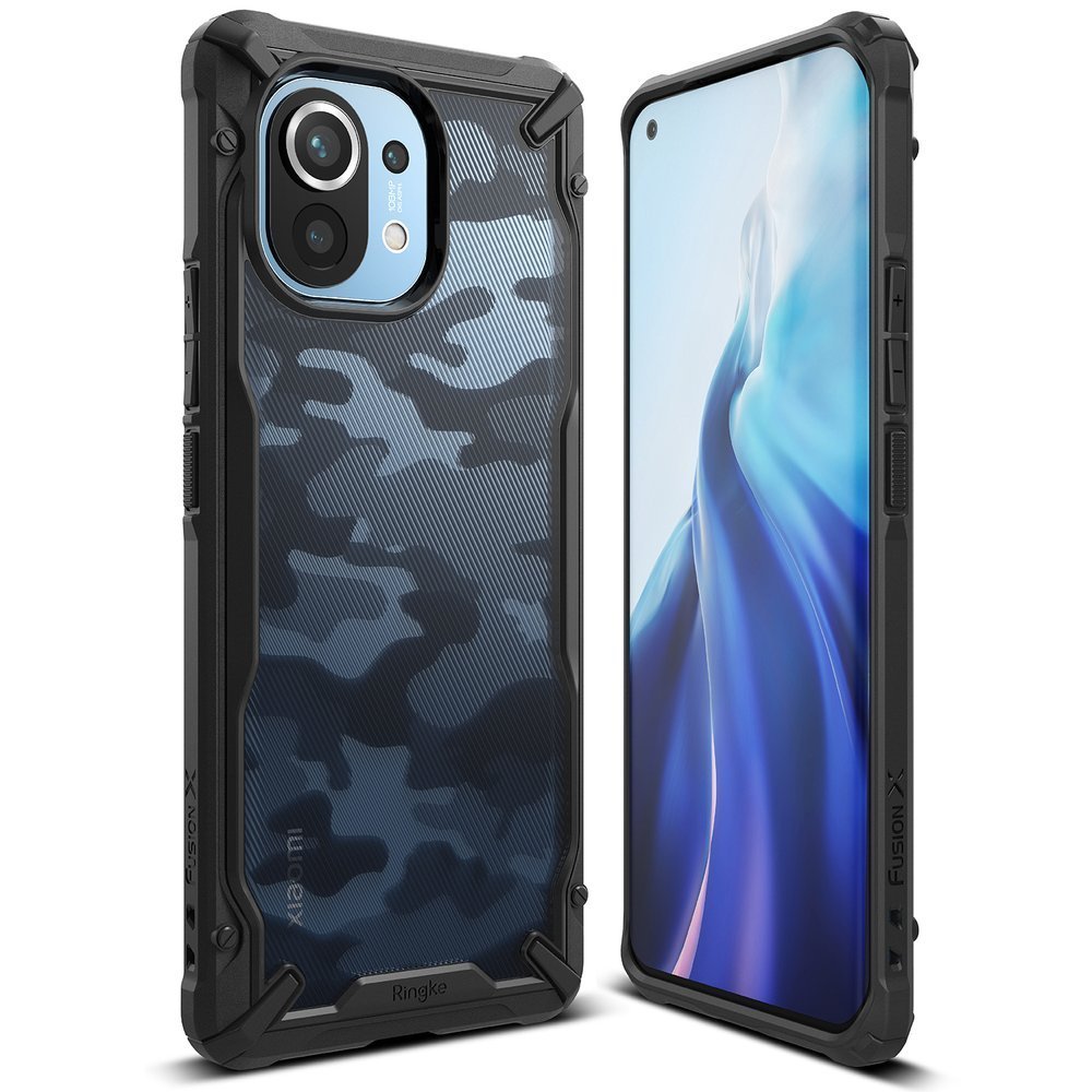 Противоударен Хибриден Калъф за Xiaomi Mi 11, Ringke Fusion X Camo Case, Черен