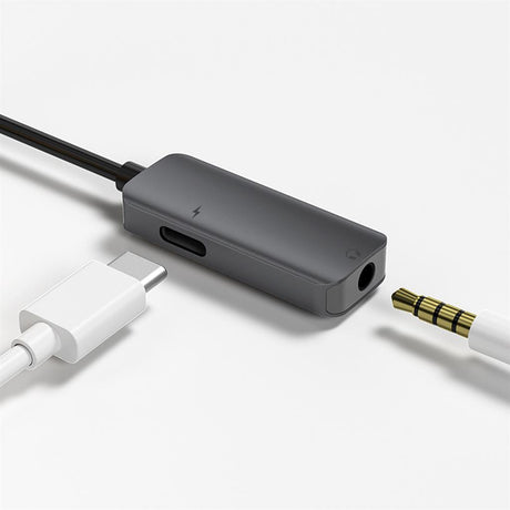 Аудио Адаптер USB-C за Samsung S21/20 Note 20/10, 4Smarts Splitter AUX 3.5mm, Черен (2)