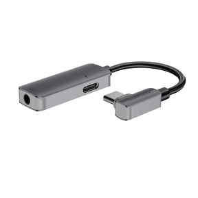 Аудио Адаптер USB-C за Samsung S21/20 Note 20/10, 4Smarts Splitter AUX 3.5mm, Черен