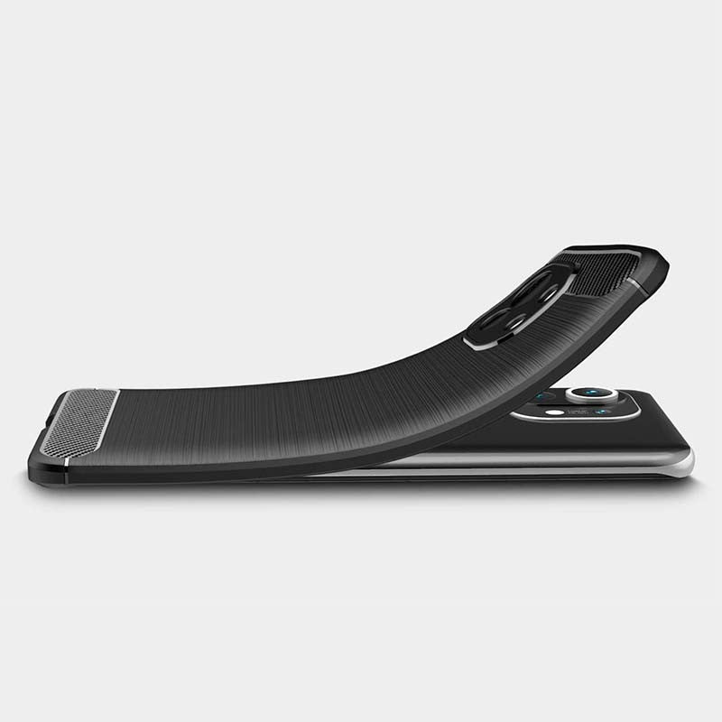 Противоударен Силиконов Калъф за Xiaomi Mi 11, Forcell Carbon Case, Черен