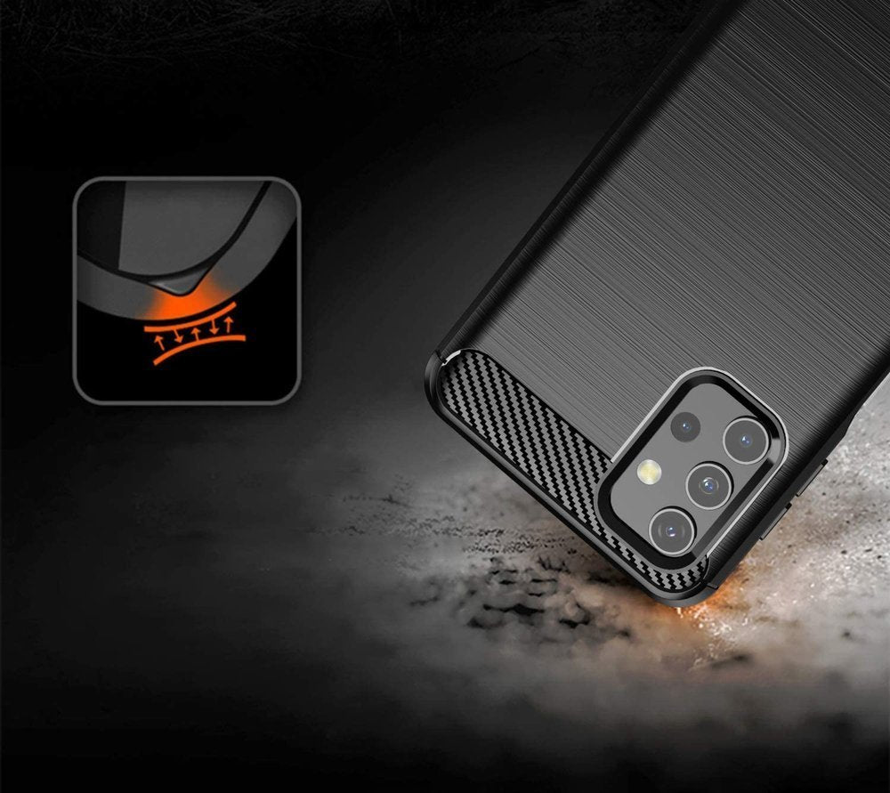 Противоударен Силиконов Калъф за Samsung A32 4G, Forcell Carbon Case, Черен (5)