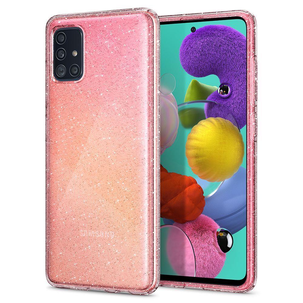 Противоударен Блестящ Калъф за Samsung A71, Spigen Liquid Crystal Glitter Quartz Case, Прозрачен (2)