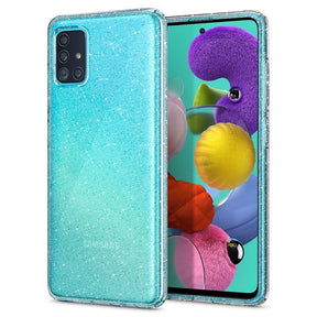Противоударен Блестящ Калъф за Samsung A71, Spigen Liquid Crystal Glitter Quartz Case, Прозрачен