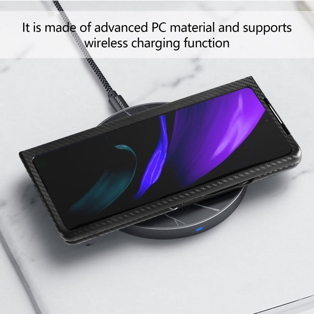 Фибро Калъф с Поставка за Samsung Z Fold 2, Carbon PC Case, Черен (6)