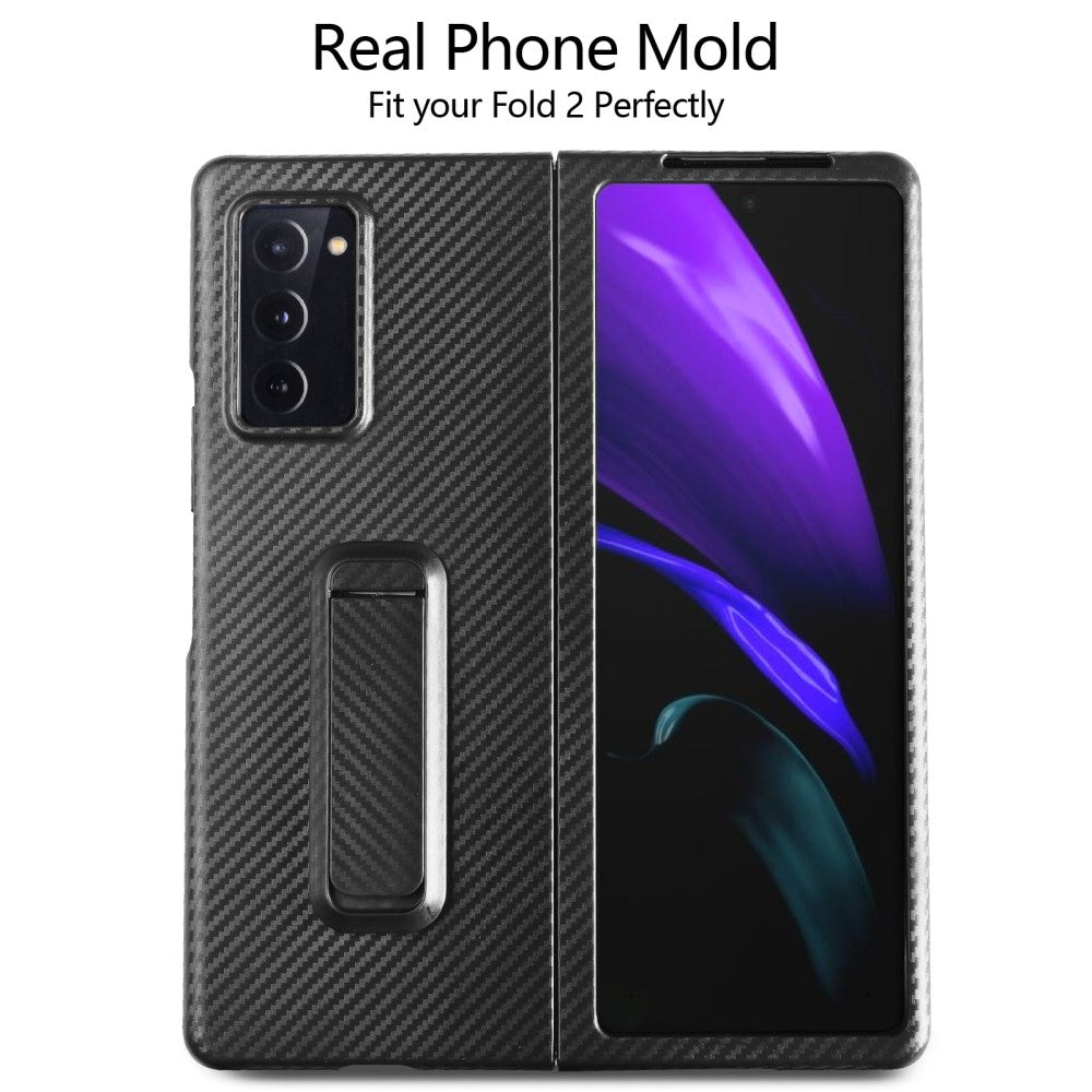 Фибро Калъф с Поставка за Samsung Z Fold 2, Carbon PC Case, Черен (2)