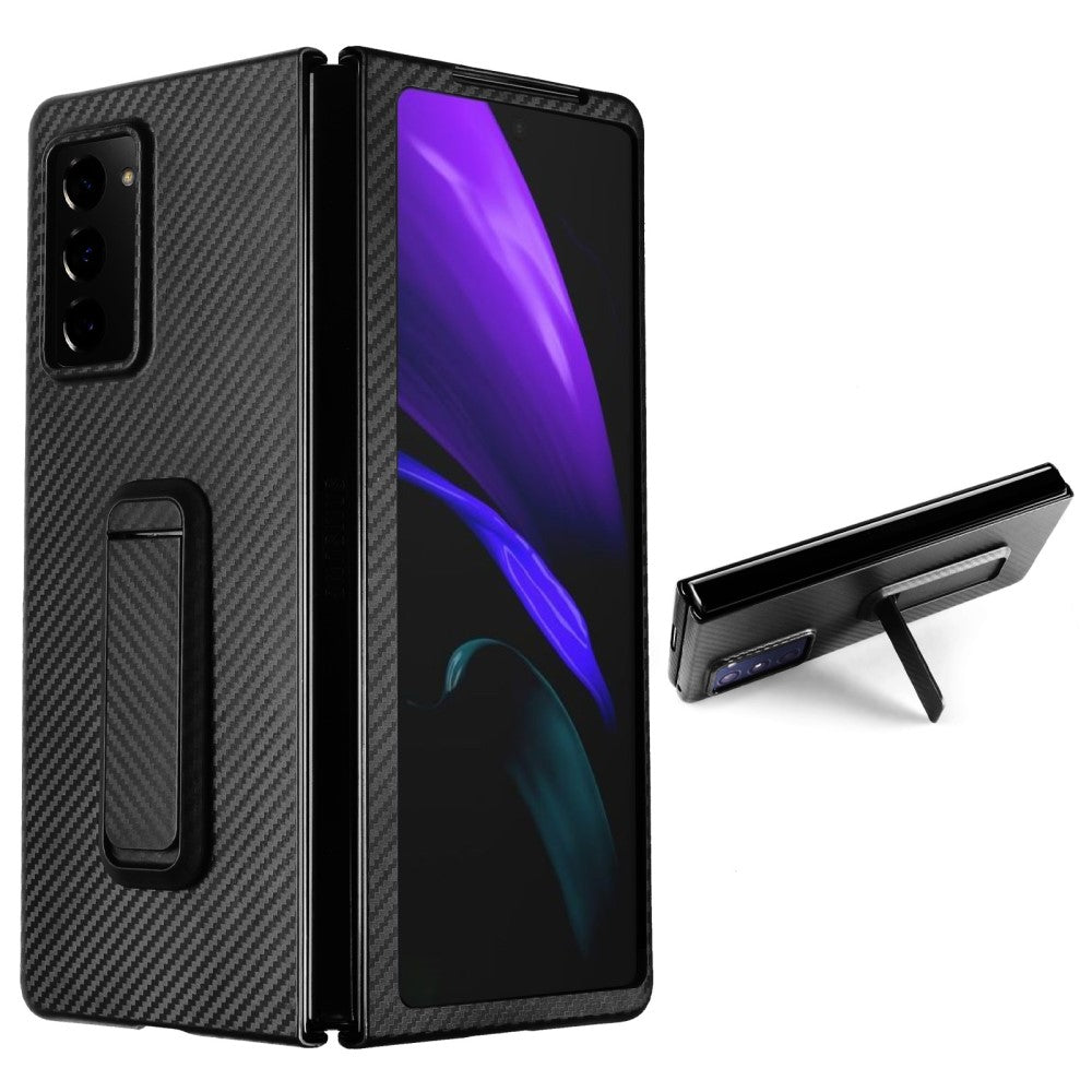Фибро Калъф с Поставка за Samsung Z Fold 2, Carbon PC Case, Черен