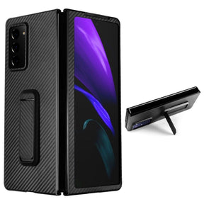 Фибро Калъф с Поставка за Samsung Z Fold 2, Carbon PC Case, Черен