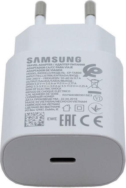 Оригинално Зарядно Samsung 25W 220v Super Fast Charger USB-C EP-TA800NWE, Бял (2)