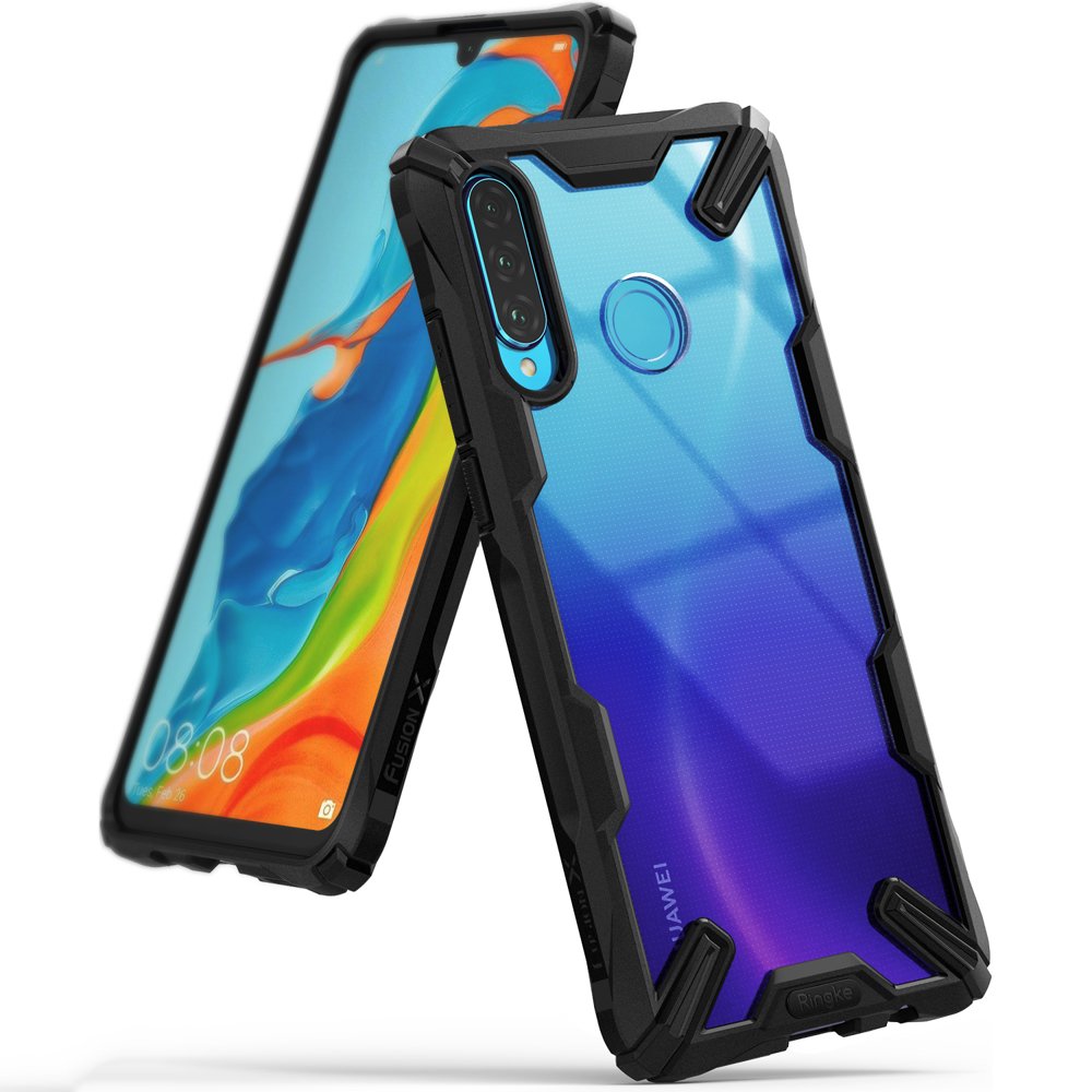 Противоударен Хибриден Калъф за Huawei P30 Lite, Ringke Fusion X Case, Черен