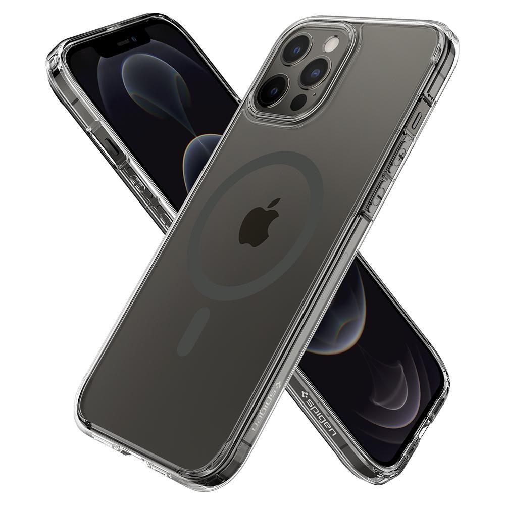 Magsafe Противоударен Калъф за iPhone 12 Pro Max, Spigen Ultra Hybrid Case, Сив (3)