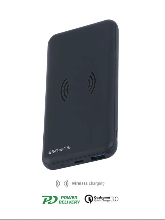 Външна Батерия с Безжично и Бързо Зареждане, 4Smarts Power Bank PD/QC3.0 10000 mAh, Черен
