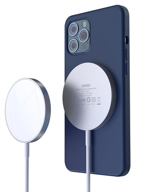 Безжично Магнитно Зарядно за iPhone, Choetech Magsafe Wireless Pad 15w, Бял