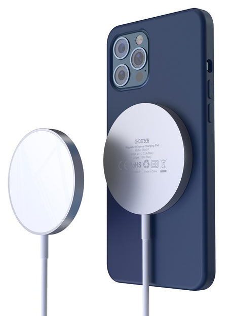 Безжично Магнитно Зарядно за iPhone, Choetech Magsafe Wireless Pad 15w, Бял