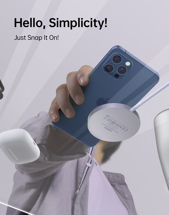 Безжично Магнитно Зарядно за iPhone, Choetech Magsafe Wireless Pad 15w, Бял (3)