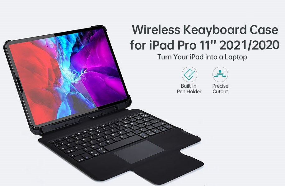 Калъф с Клавиатура за iPad Pro 11, Choetech Keyboard Pad Case, Черен (8)