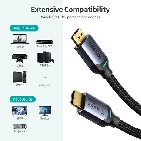HDMI 8K Кабел, Choetech HDR Fast Cable 2m, Черен (6)