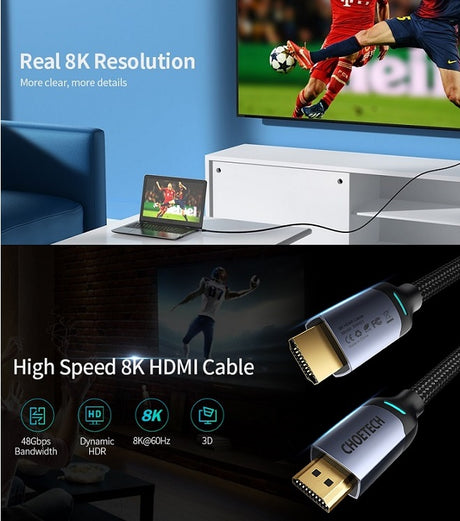 HDMI 8K Кабел, Choetech HDR Fast Cable 2m, Черен (9)
