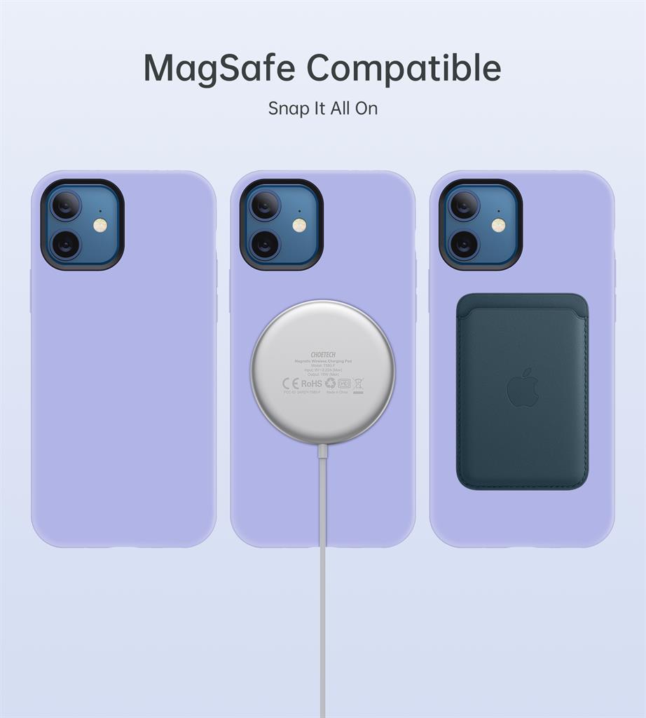 Magsafe Силиконов Калъф за iPhone 12/Pro, Choetech Magnetic Case, Лилав (2)