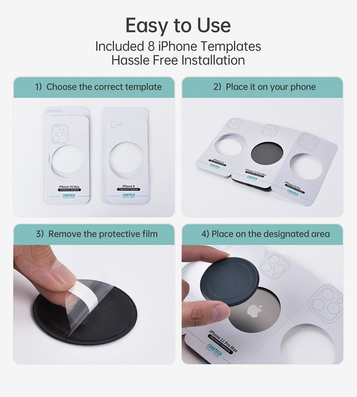 Magsafe Адаптер-Пластина за iPhone, Choetech Magnetic Metal Plate, Черен (8)